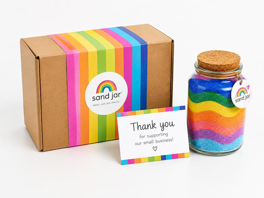 Concept gift packaging for a sand-art jar